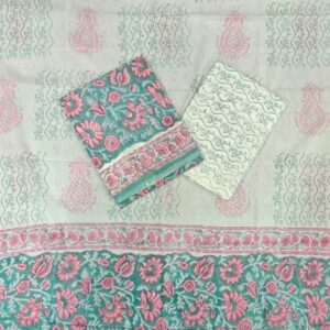 Block Print Cotton Suit With Cotton Dupatta