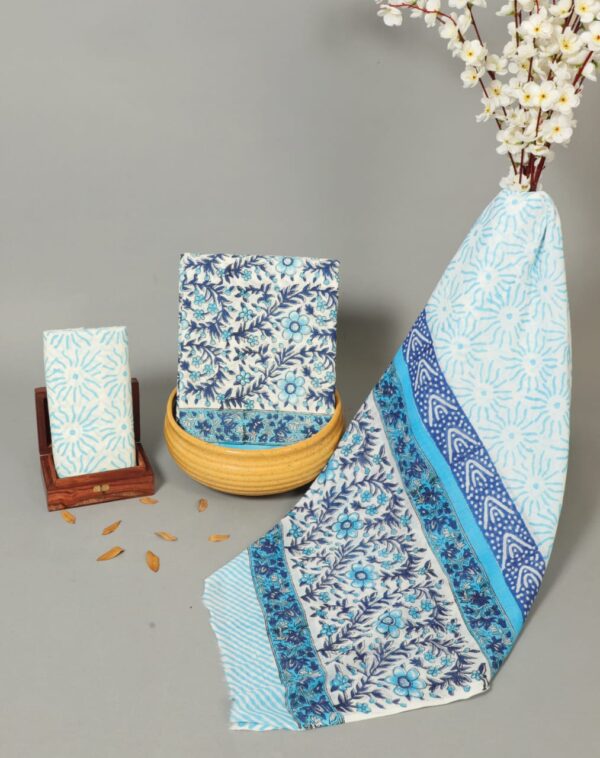 Block Print Cotton Suit With Cotton Dupatta