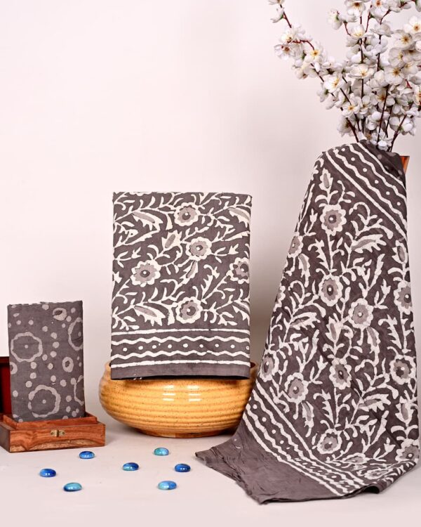 Block Print Cotton Suit With Cotton Dupatta