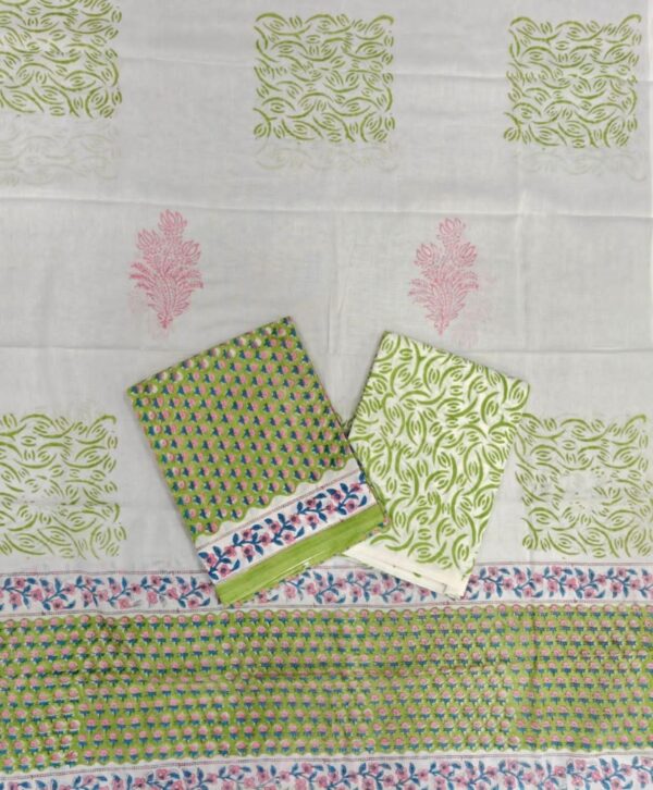 Block Print Cotton Suit With Cotton Dupatta