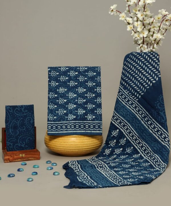 Block Print Cotton Suit With Cotton Dupatta