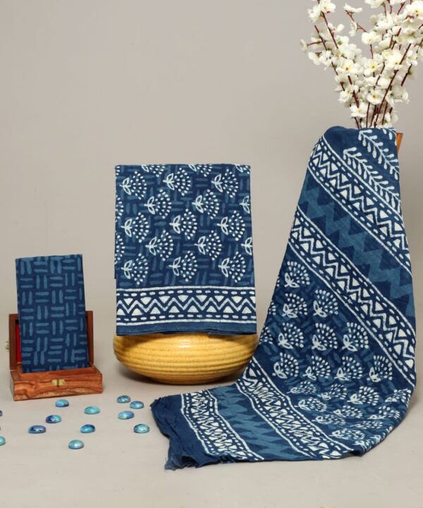 Block Print Cotton Suit With Cotton Dupatta