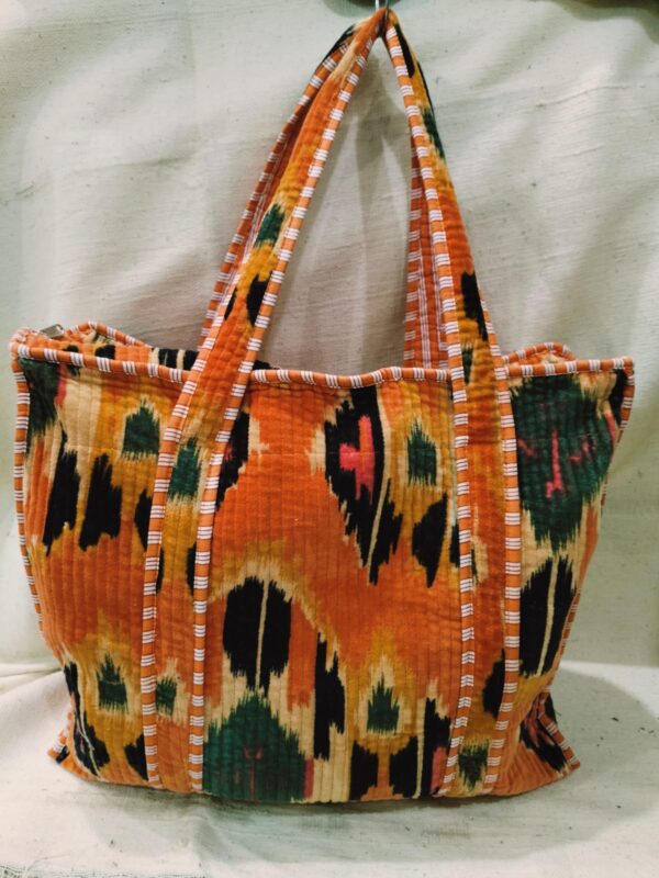 Jaipuri Print Cotton Quilted Velvet Tote Bag