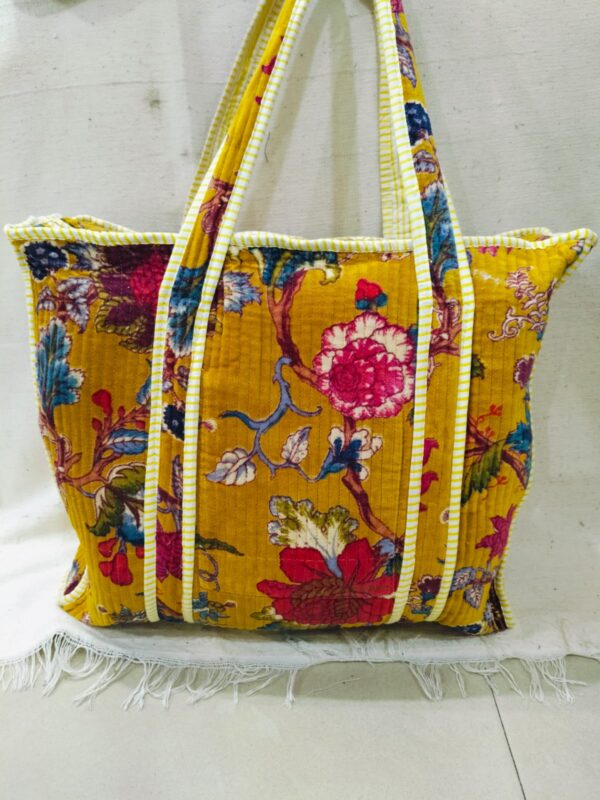 Jaipuri Print Cotton Quilted Velvet Tote Bag