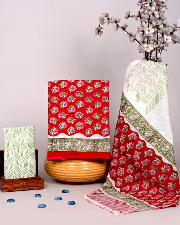 Block Print Cotton Suit With Cotton Dupatta