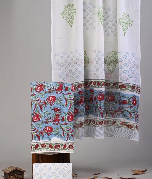 Block Print Cotton Suit With Cotton Dupatta