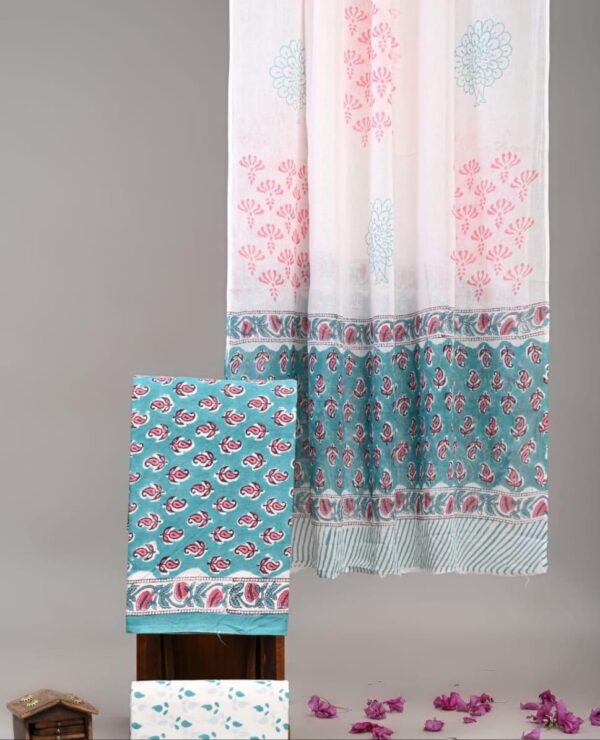 Block Print Cotton Suit With Cotton Dupatta