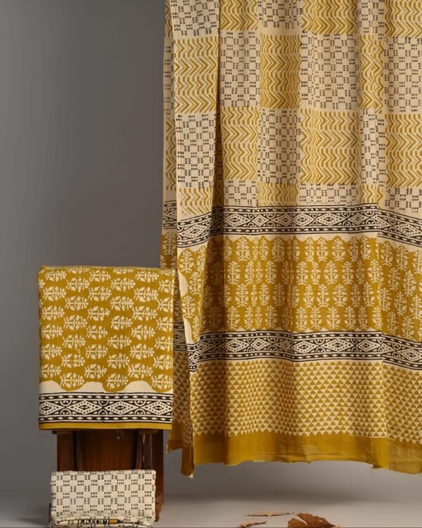 Block Print Cotton Suit With Cotton Dupatta