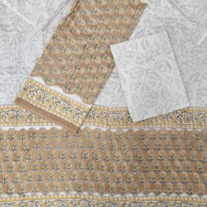 Block Print Cotton Suit With Cotton Dupatta