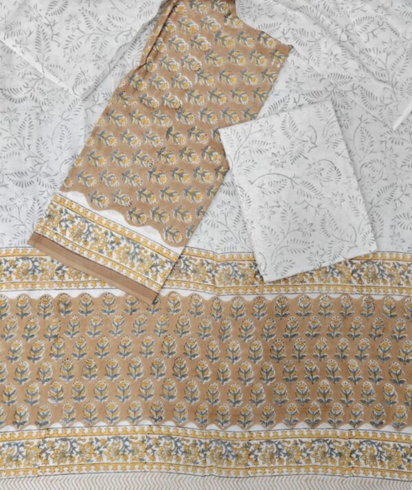 Block Print Cotton Suit With Cotton Dupatta