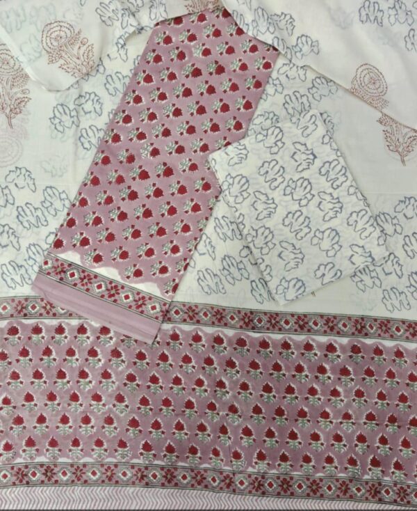 Block Print Cotton Suit With Cotton Dupatta