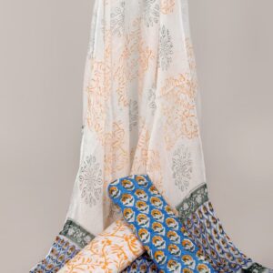 Hand Block Print Cotton Suit With Chiffon Dupatta
