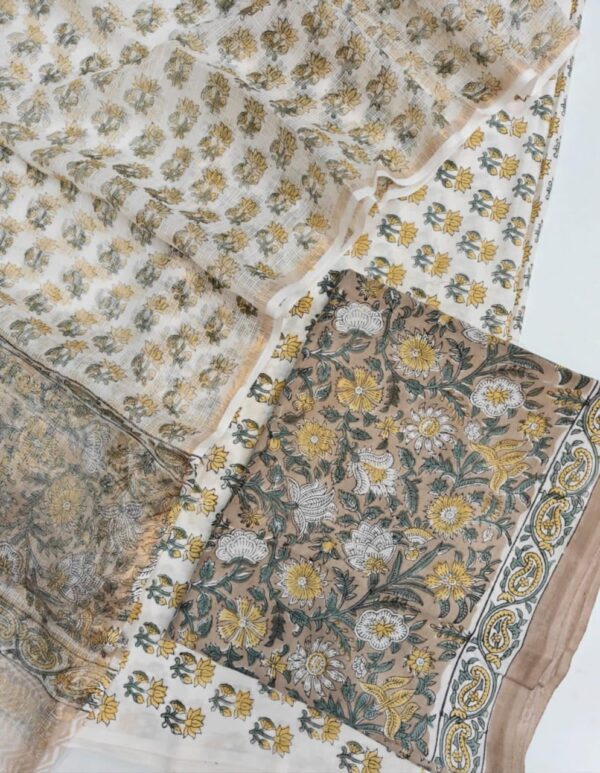 Block Print Cotton Suit With kota Doriya Dupatta