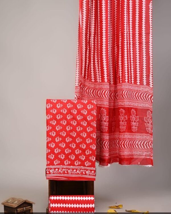 Jaipuri Print Cotton Suit With Cotton Dupatta