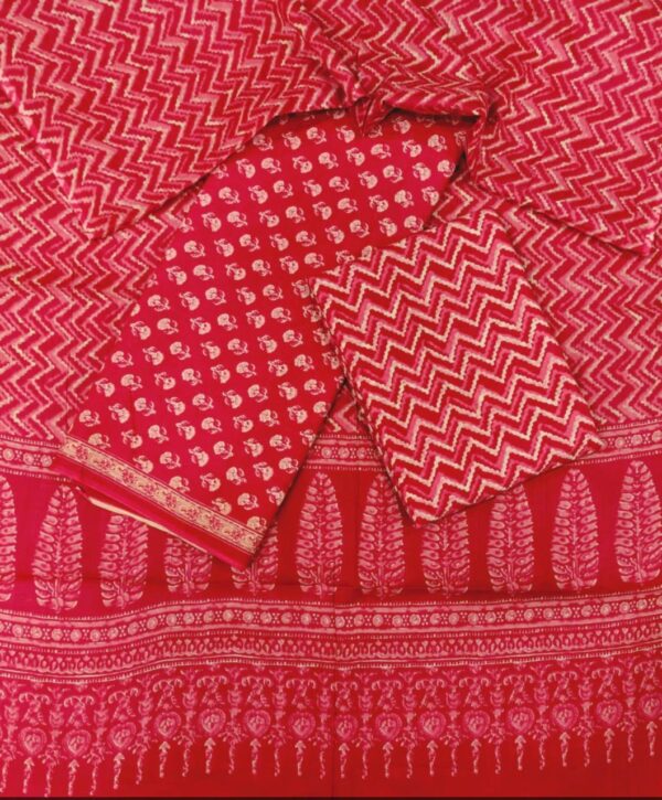 Jaipuri Print Cotton Suit With Cotton Dupatta
