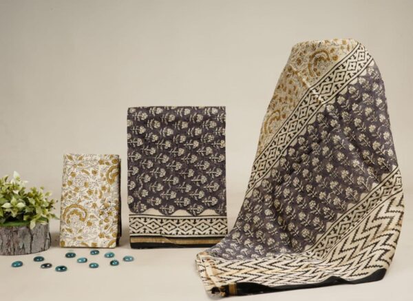 Hand Block Print Chanderi Silk Suit