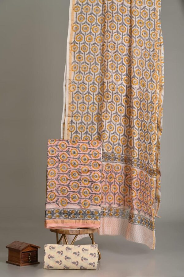 Hand Block Print Chanderi Silk Suit