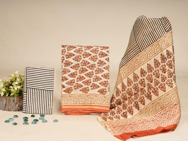 Hand Block Print Chanderi Silk Suit