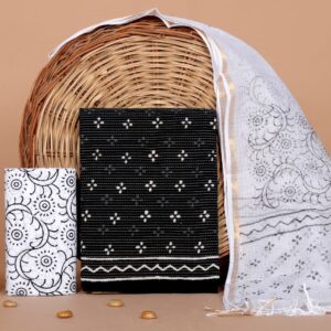 Hand Block Print Kantha Suit With Kota Doriya Dupatta