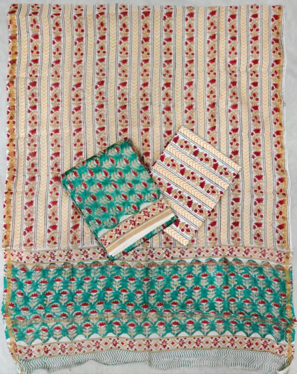 Hand Block Print Chanderi Silk Suit