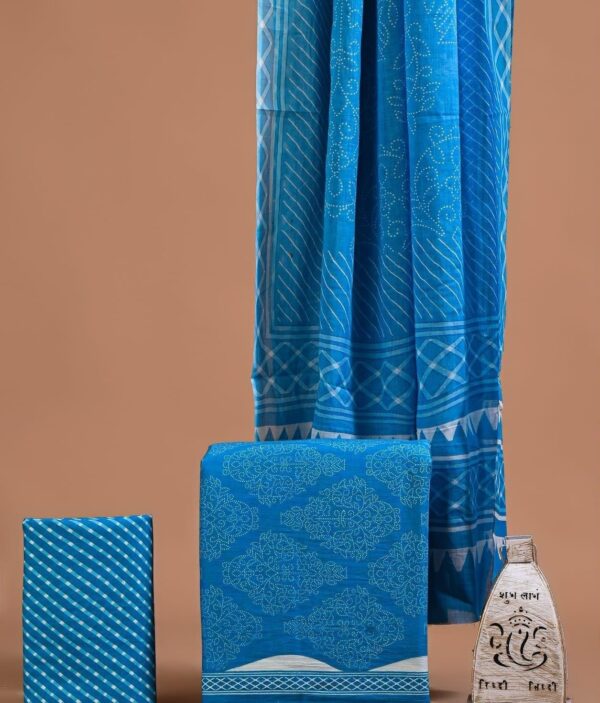 Jaipuri Print Cotton Suit With Cotton Dupatta