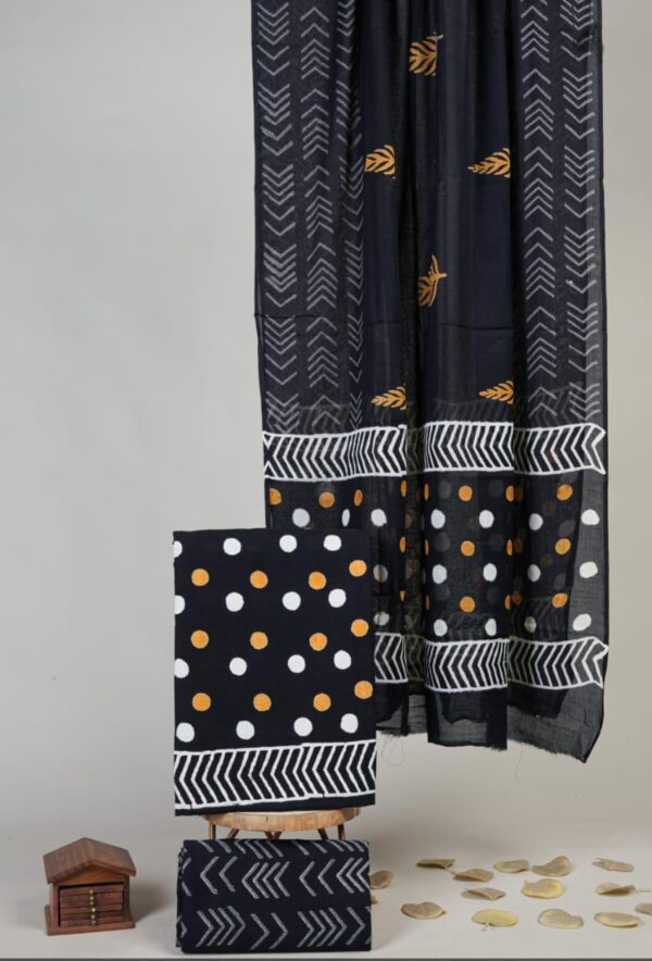 Block Print Cotton Suit With Cotton Dupatta