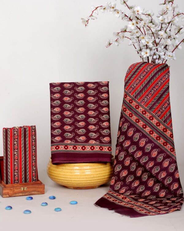 Block Print Cotton Suit With Cotton Dupatta