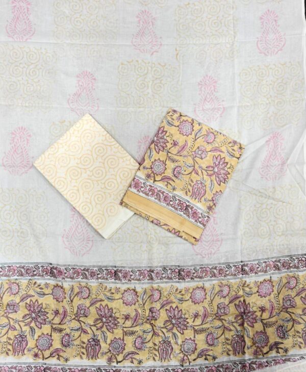 Block Print Cotton Suit With Cotton Dupatta