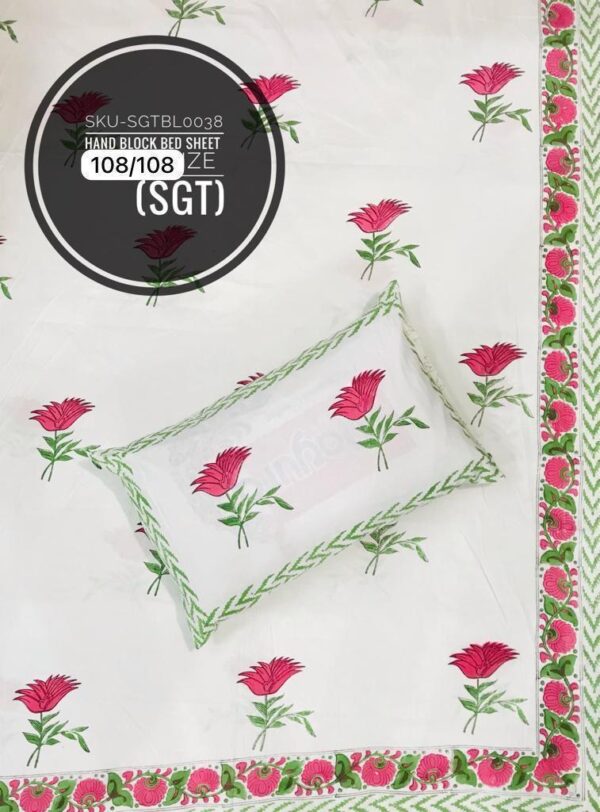 Block Print Bedsheet With 2 Pillow