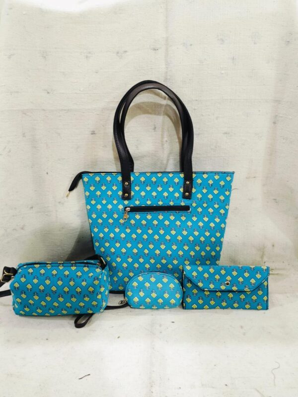 Jaipuri Printed Cotton 4pes Bag Set
