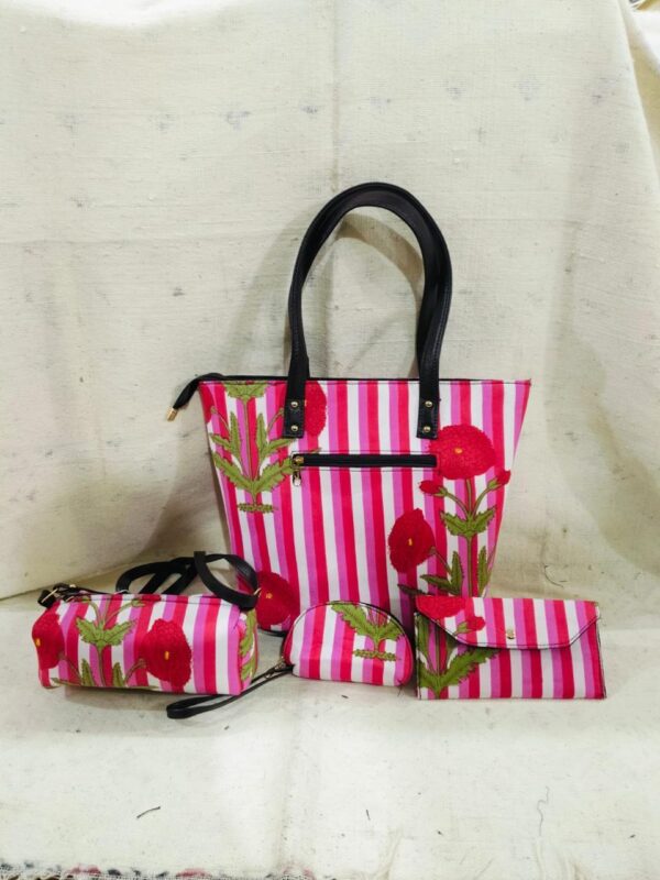 Jaipuri Printed Cotton 4pes Bag Set