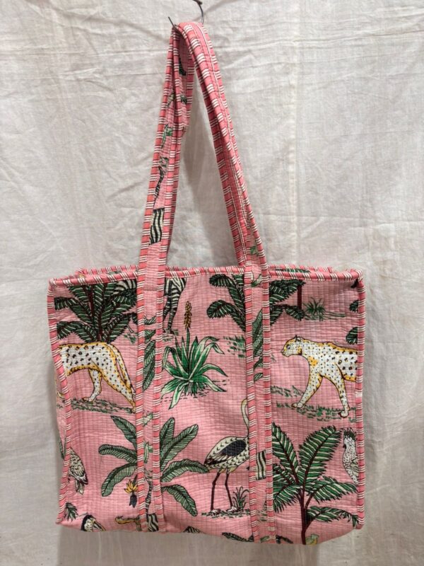 Jaipuri Print Cotton Quilted Tote Bag With Zip