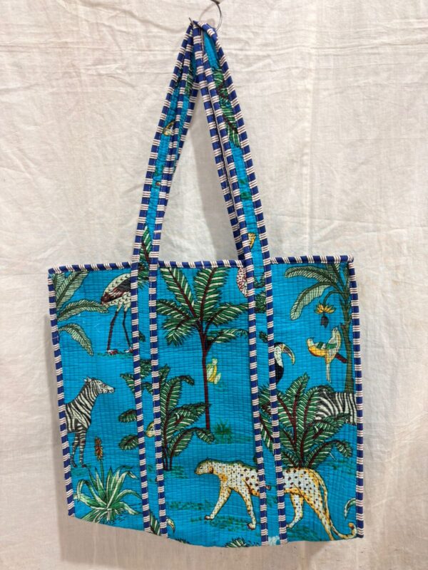 Jaipuri Print Cotton Quilted Tote Bag With Zip