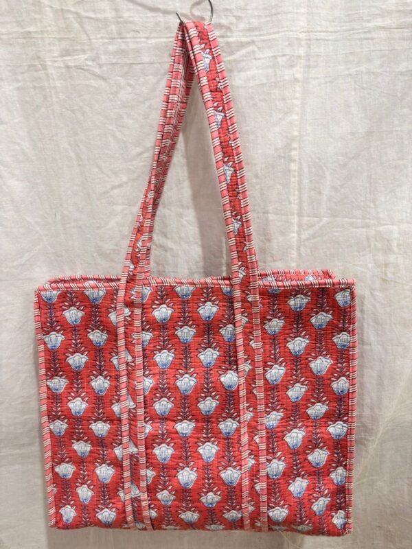 Jaipuri Print Cotton Quilted Tote Bag With Zip