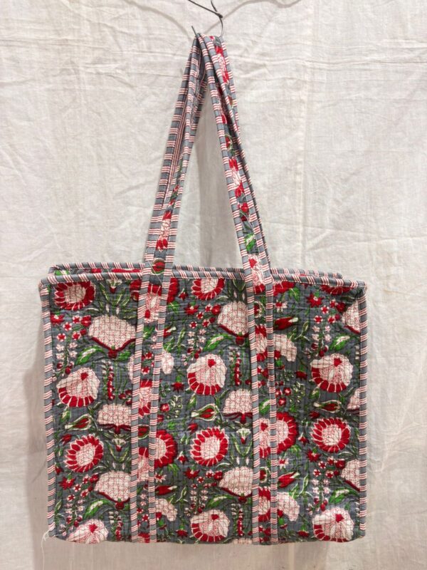 Jaipuri Print Cotton Quilted Tote Bag With Zip