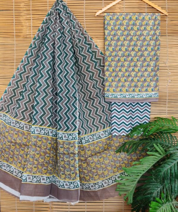 Jaipuri Print Cotton Suit With Cotton Dupatta