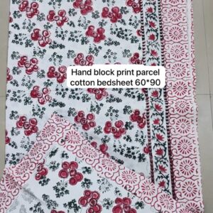 Block Print Percale Bed Sheet With 2 Pillows
