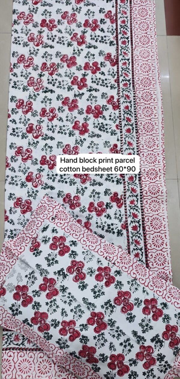 Block Print Percale Bed Sheet With 2 Pillows