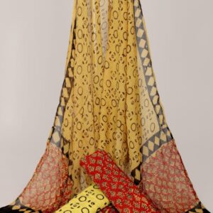 Hand Block Print Cotton Suit With Chiffon Dupatta