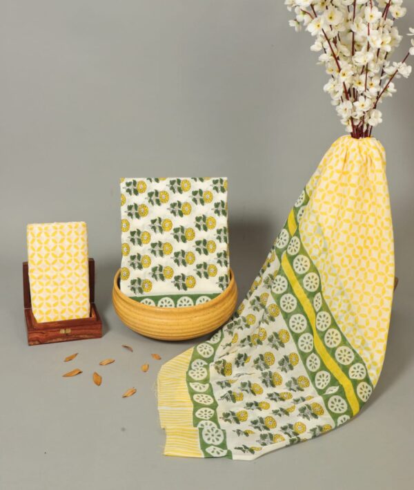 Block Print Cotton Suit With Cotton Dupatta