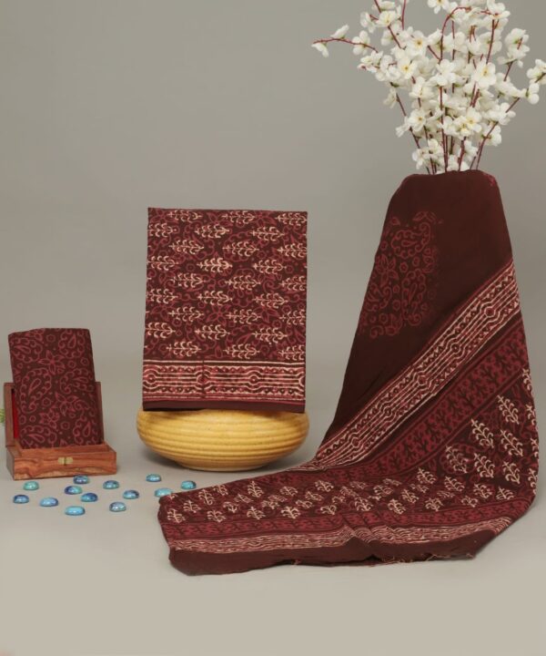 Block Print Cotton Suit With Cotton Dupatta