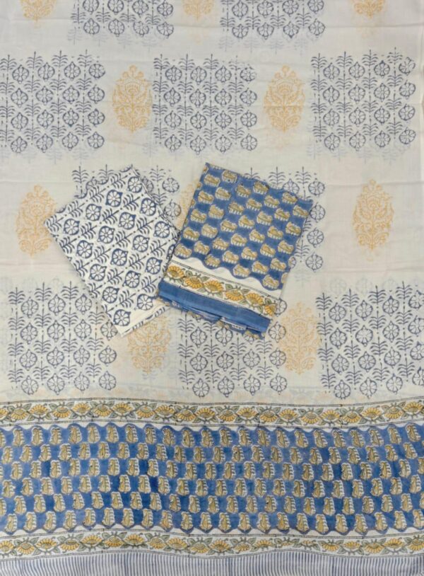 Block Print Cotton Suit With Cotton Dupatta