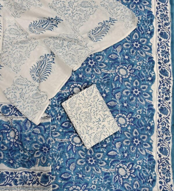 Block Print Cotton Suit With Cotton Dupatta