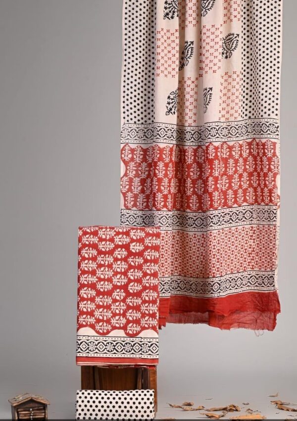 Block Print Cotton Suit With Cotton Dupatta