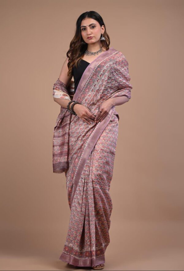 Hand Block Maheshwari Silk Saree