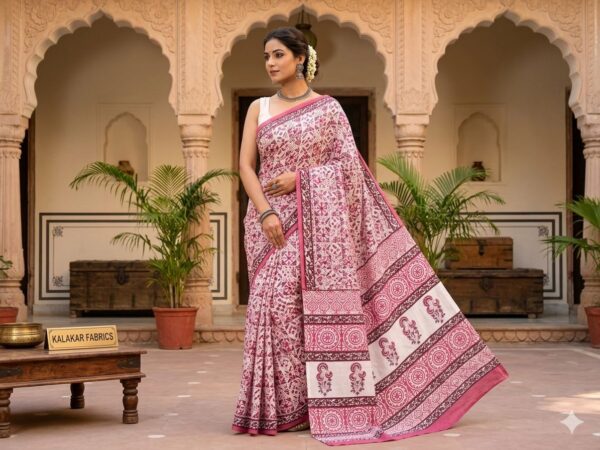 Block Print Cotton Saree