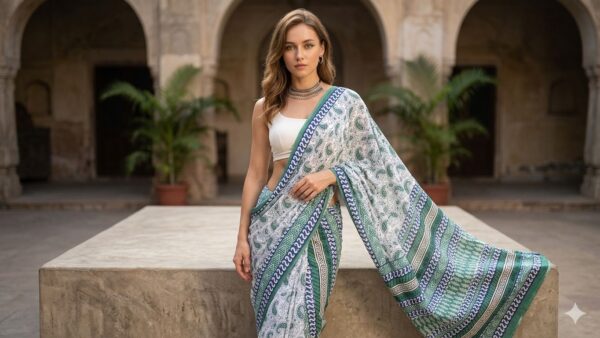 Block Print Cotton Saree