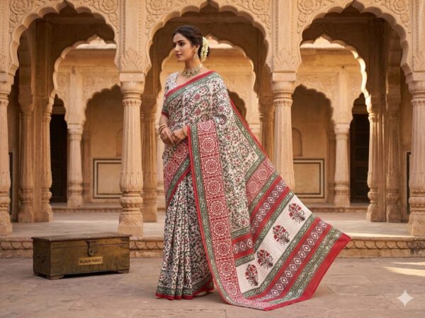 Block Print Cotton Saree