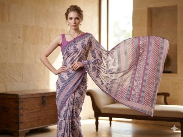 Block Print Cotton Saree