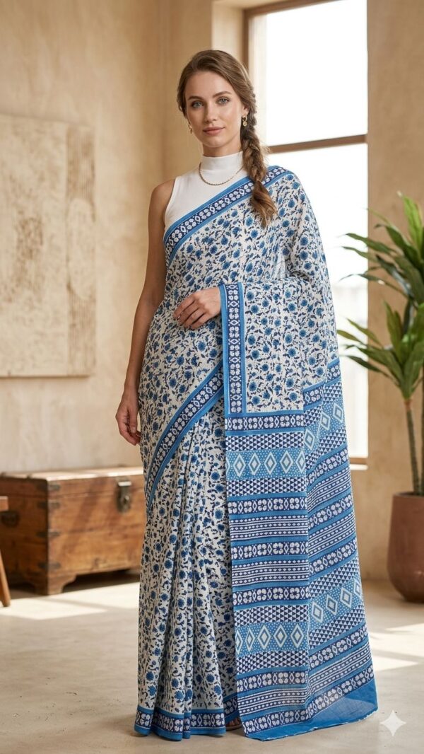 Block Print Cotton Saree